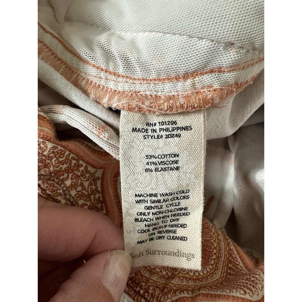Soft Surroundings Skinny Ankle Pants Orange Floral Stretch Pull-On size Medium - Picture 5 of 6